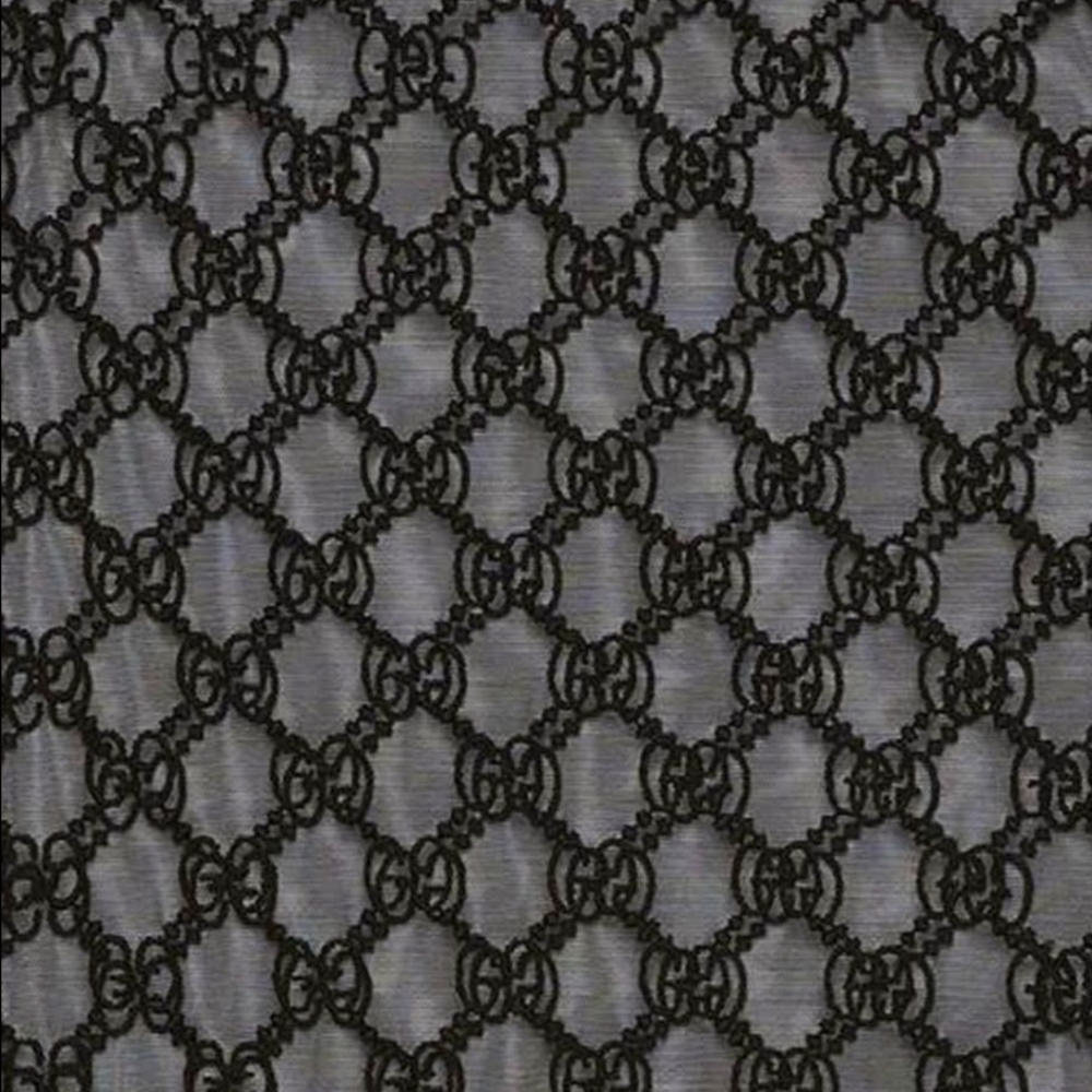 New GG Mesh Logo Fabric Black 12x12in